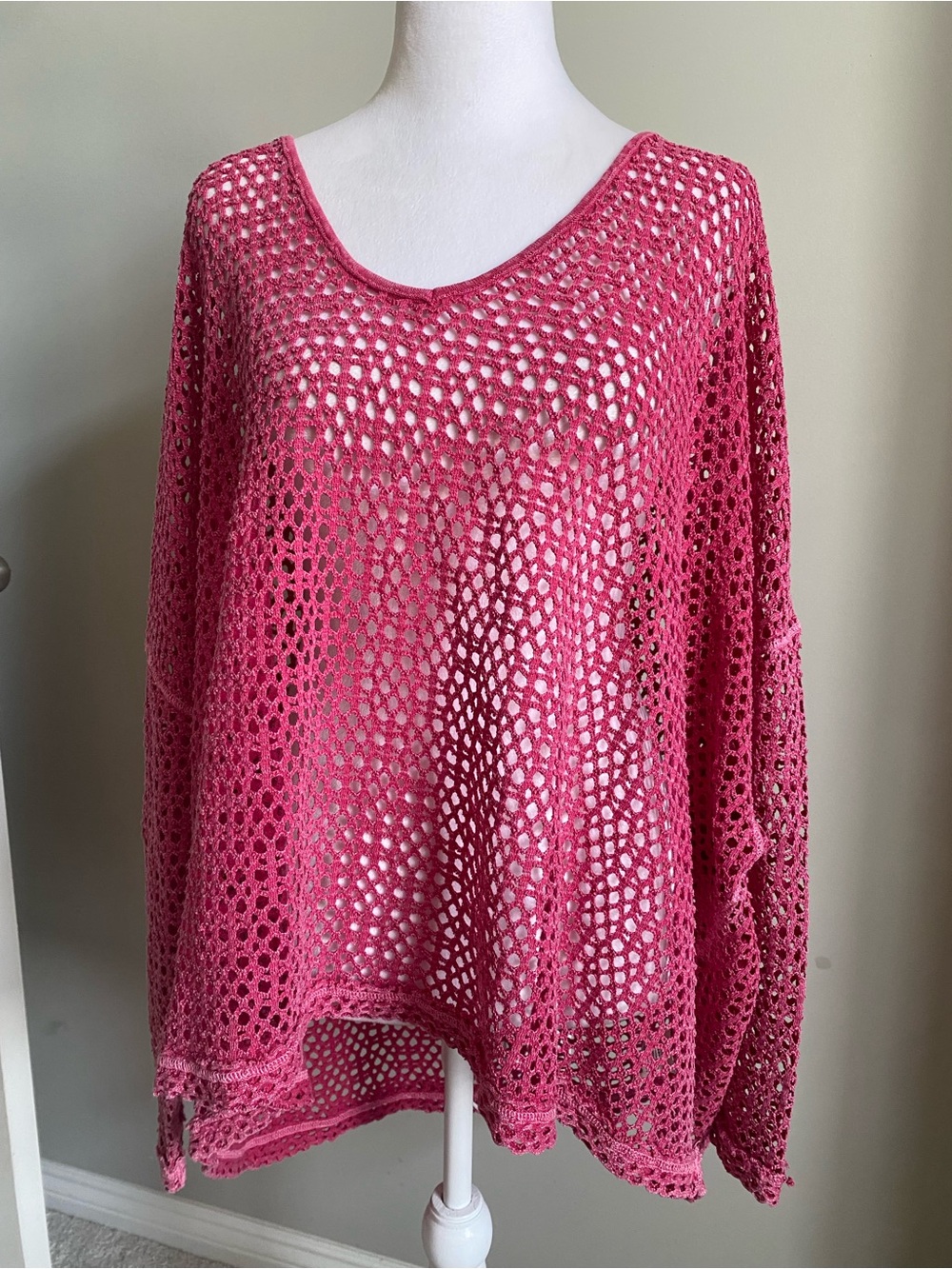 We The Free People XS Napa Crochet Sweater in Pink Oversized - Picture 3 of 8